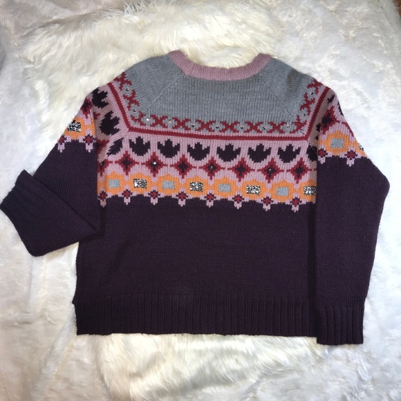 Cinq a Sept Gianni Fair Isle Sequin Sweater Wool L - Picture 2 of 8